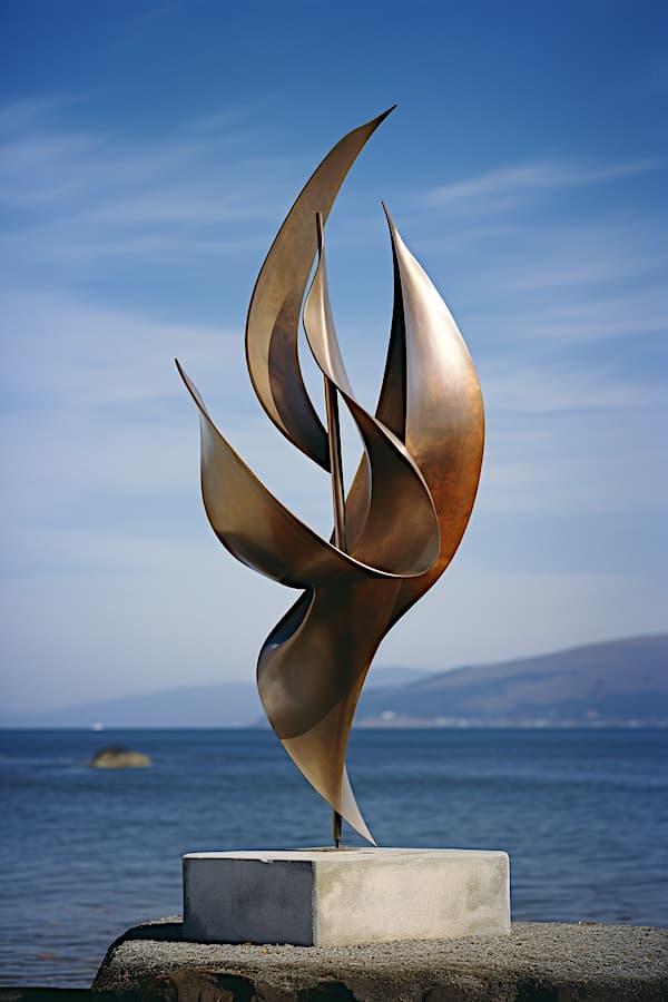 Organic sculpture by open water