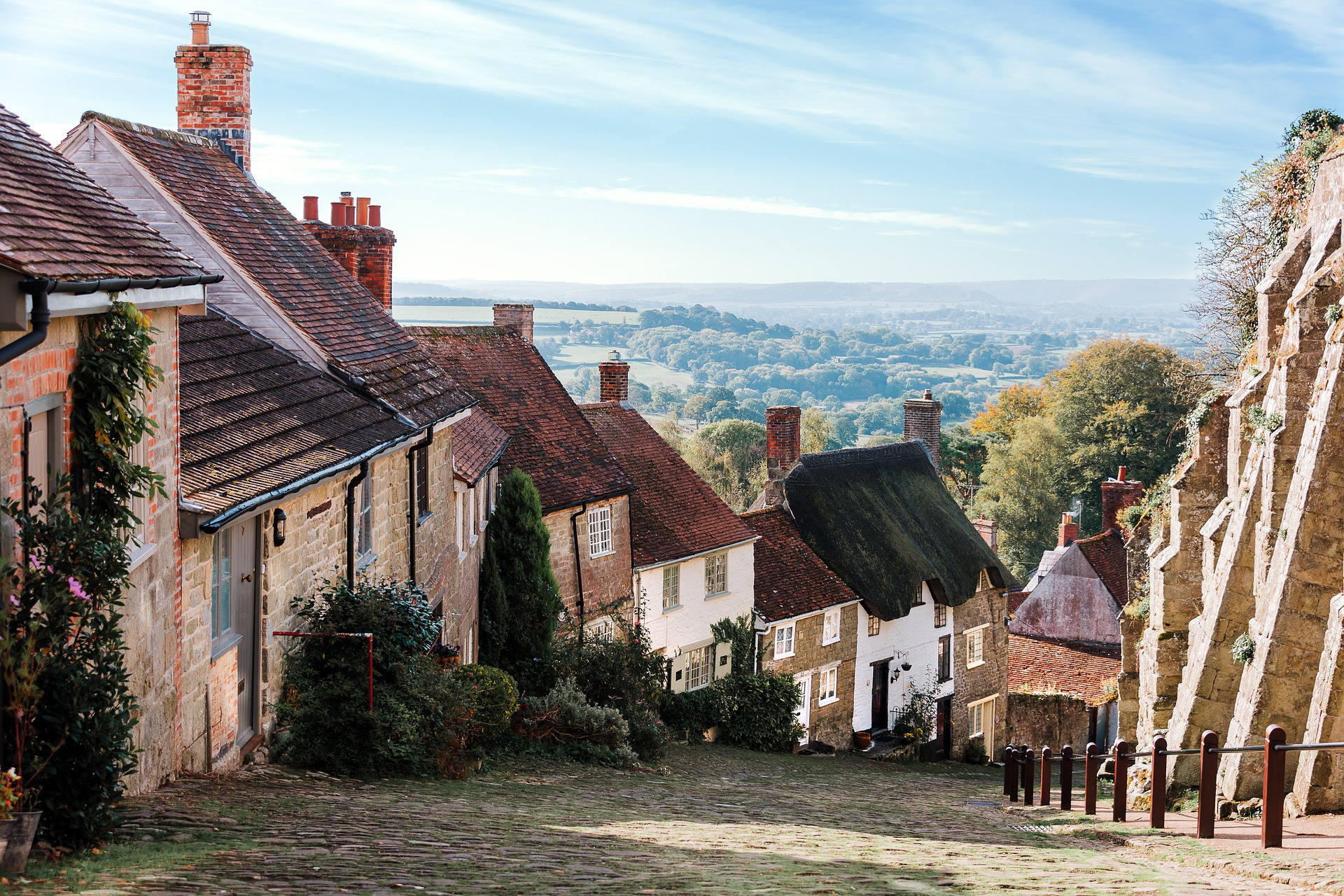 Famous cobbled hill in Shaftebury, England
